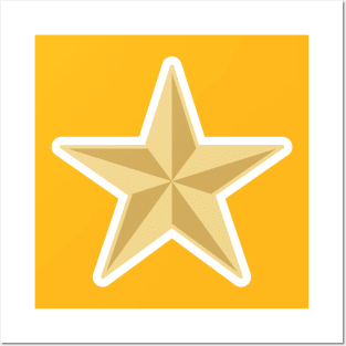 Gold Star Sticker design vector illustration. Star icon design concept. Success award or ranking award star sticker vector design. Posters and Art